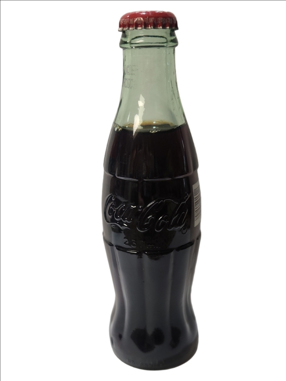 Coca Cola Glass Bottle with Red Cap and Dark Cola Cokeville WY on Bottom